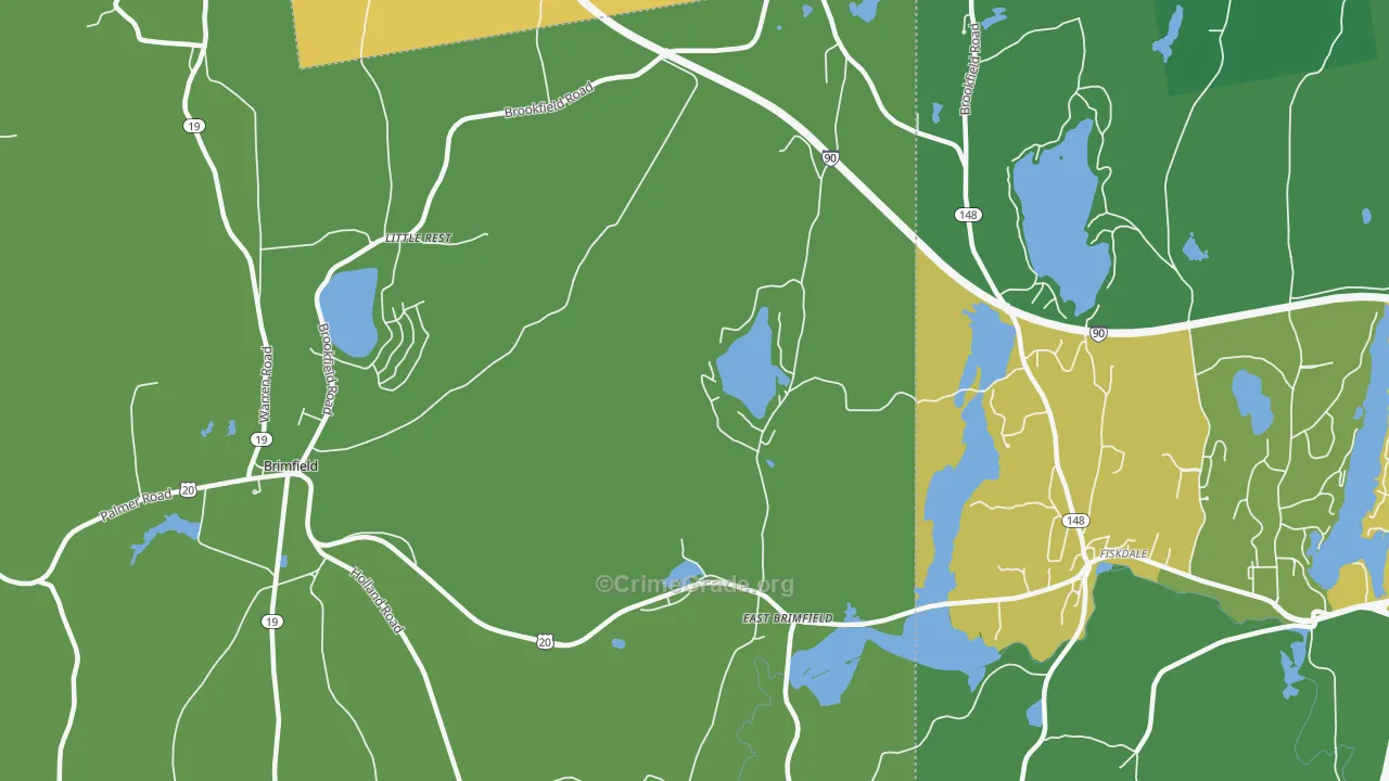 East Brimfield, MA Map of Vandalism Rates