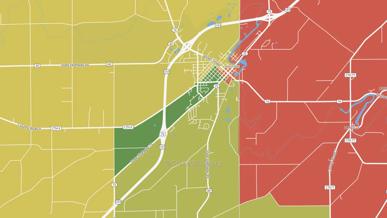 East Bristol, WI Map of Vandalism Rates