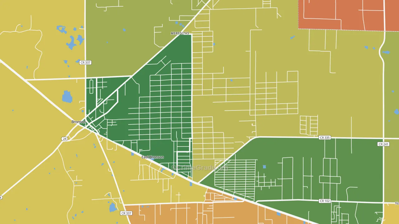 East Bronson, FL Map of Vandalism Rates