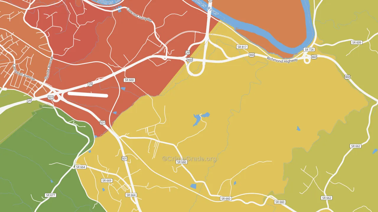 East Brook, VA Map of Vandalism Rates