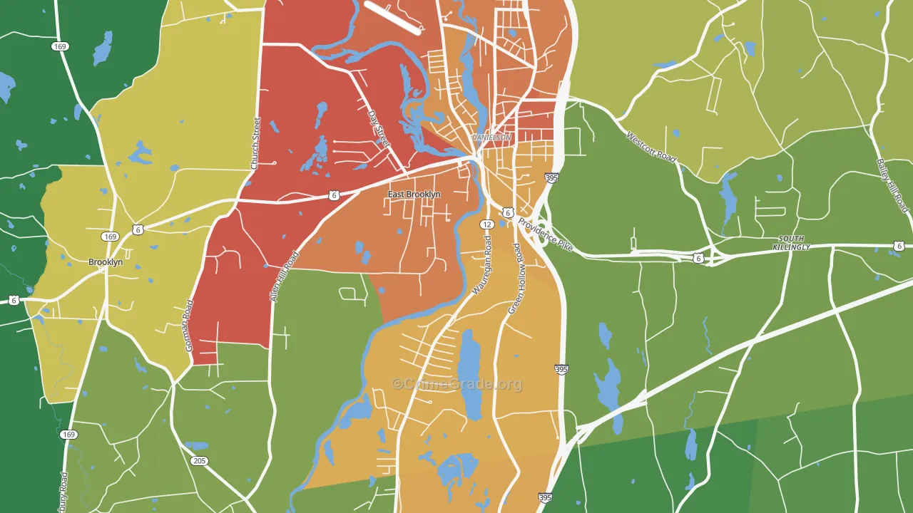 East Brooklyn, CT Map of Vandalism Rates
