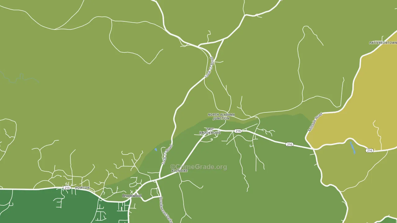 East Brookwood, AL Map of Vandalism Rates