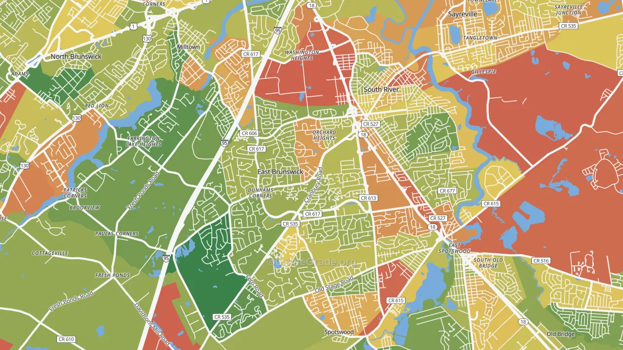East Brunswick, NJ Map of Vandalism Rates