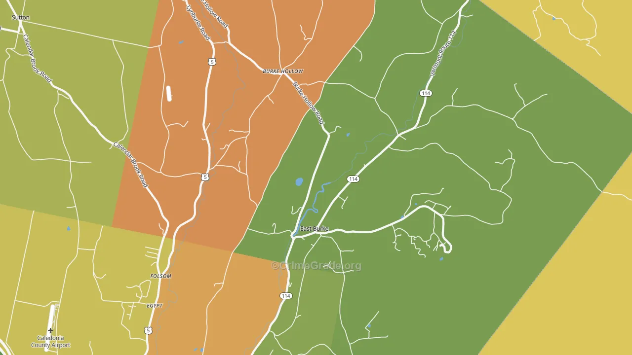 East Burke, VT Map of Vandalism Rates