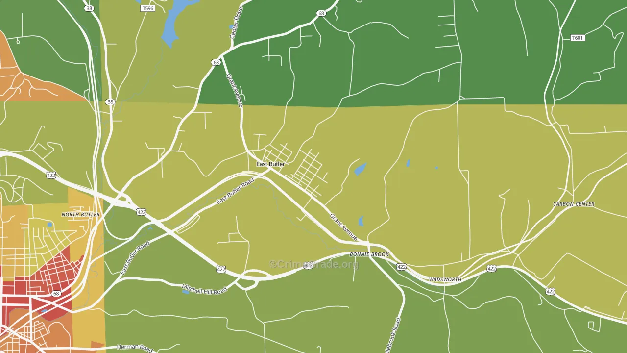 East Butler, PA Map of Vandalism Rates