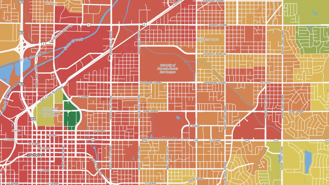 East Campus, Lincoln, NE Map of Vandalism Rates