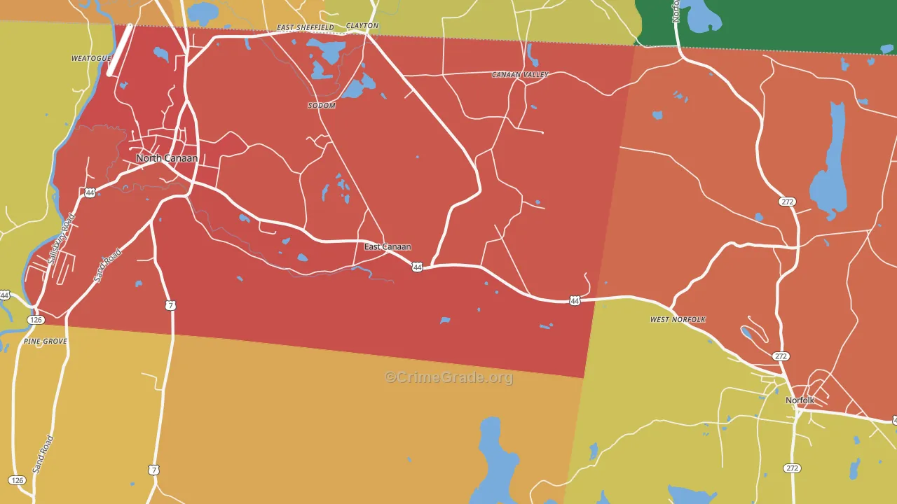 East Canaan, CT Map of Vandalism Rates