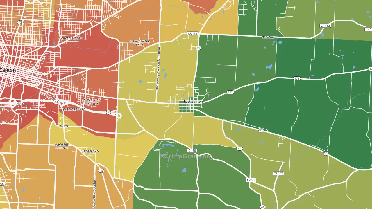 East Canton, OH Map of Vandalism Rates