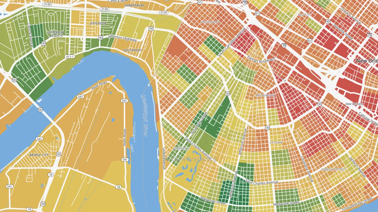 East Carollton, New Orleans, LA Map of Vandalism Rates