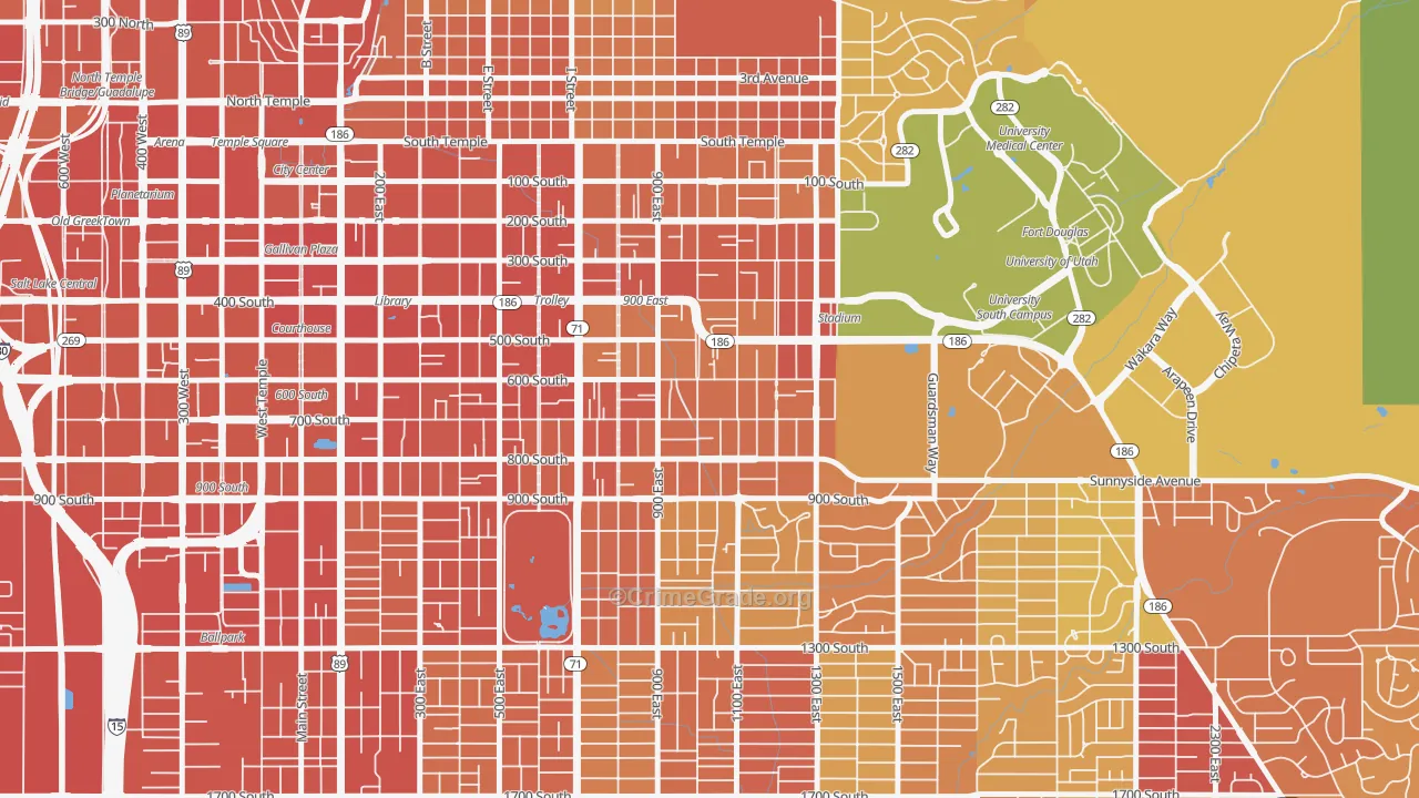 East Central, Salt Lake City, UT Map of Vandalism Rates