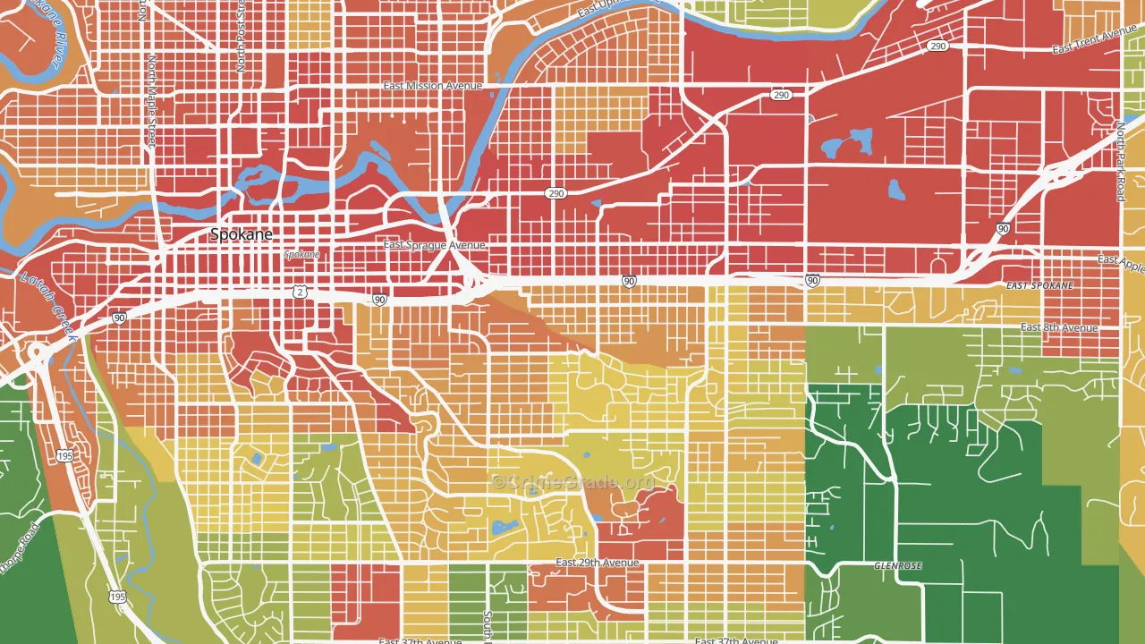 East Central, Spokane, WA Map of Vandalism Rates