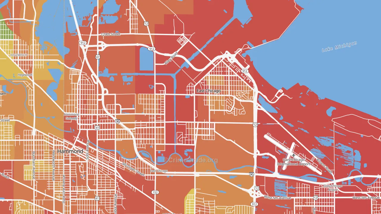East Chicago, IN Map of Vandalism Rates