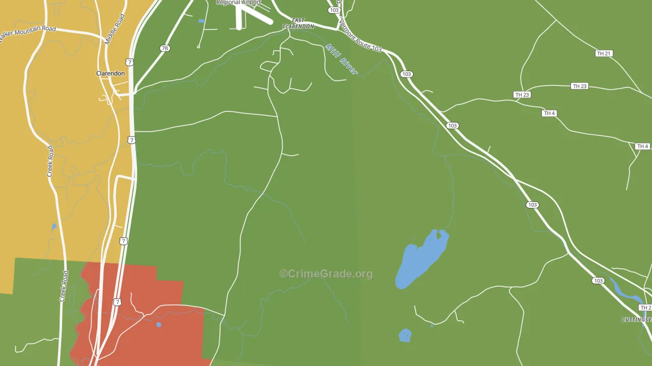 East Clarendon, VT Map of Vandalism Rates