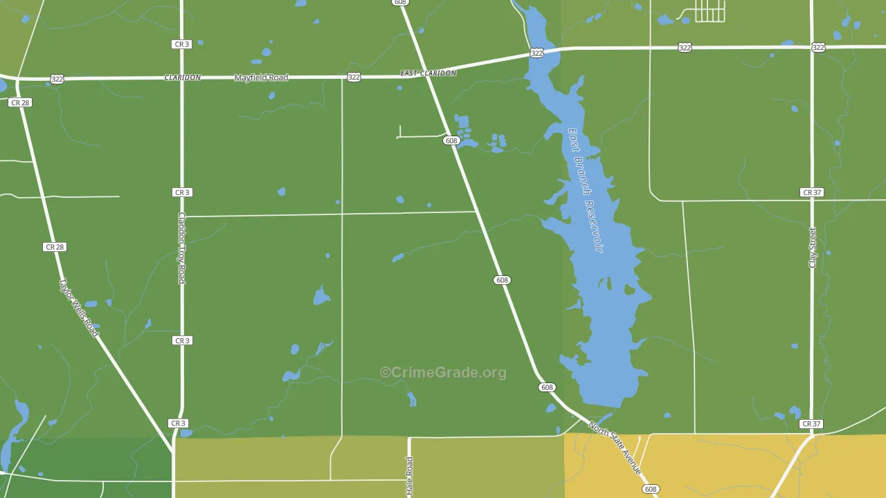 East Claridon, OH Map of Vandalism Rates