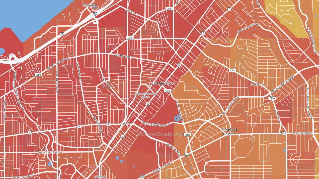 East Cleveland, OH Map of Vandalism Rates