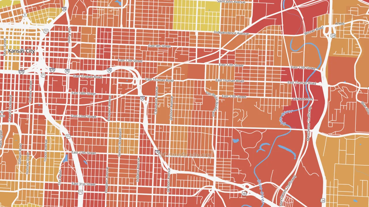 East Community Team North, Kansas City, MO Map of Vandalism Rates