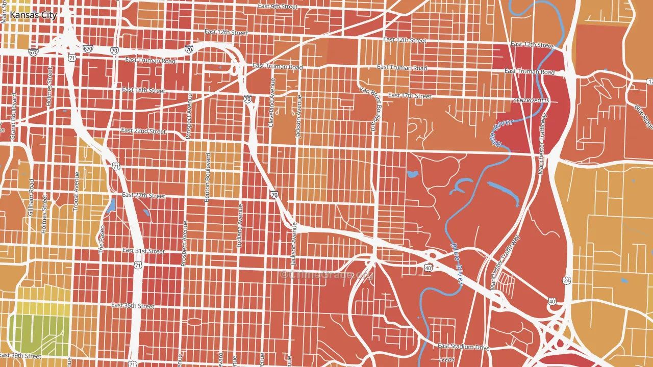 East Community Team South, Kansas City, MO Map of Vandalism Rates