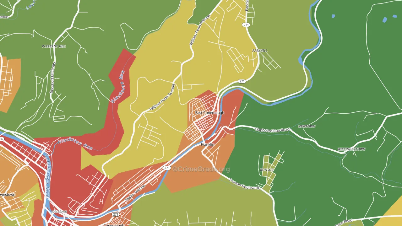 East Conemaugh, PA Map of Vandalism Rates