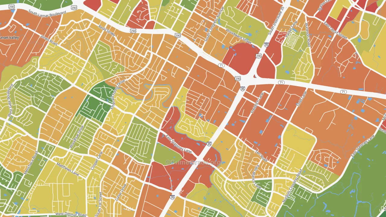 East Congress, Austin, TX Map of Vandalism Rates