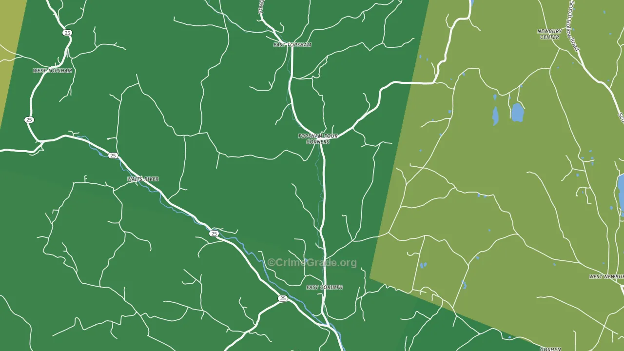 East Corinth, VT Map of Vandalism Rates