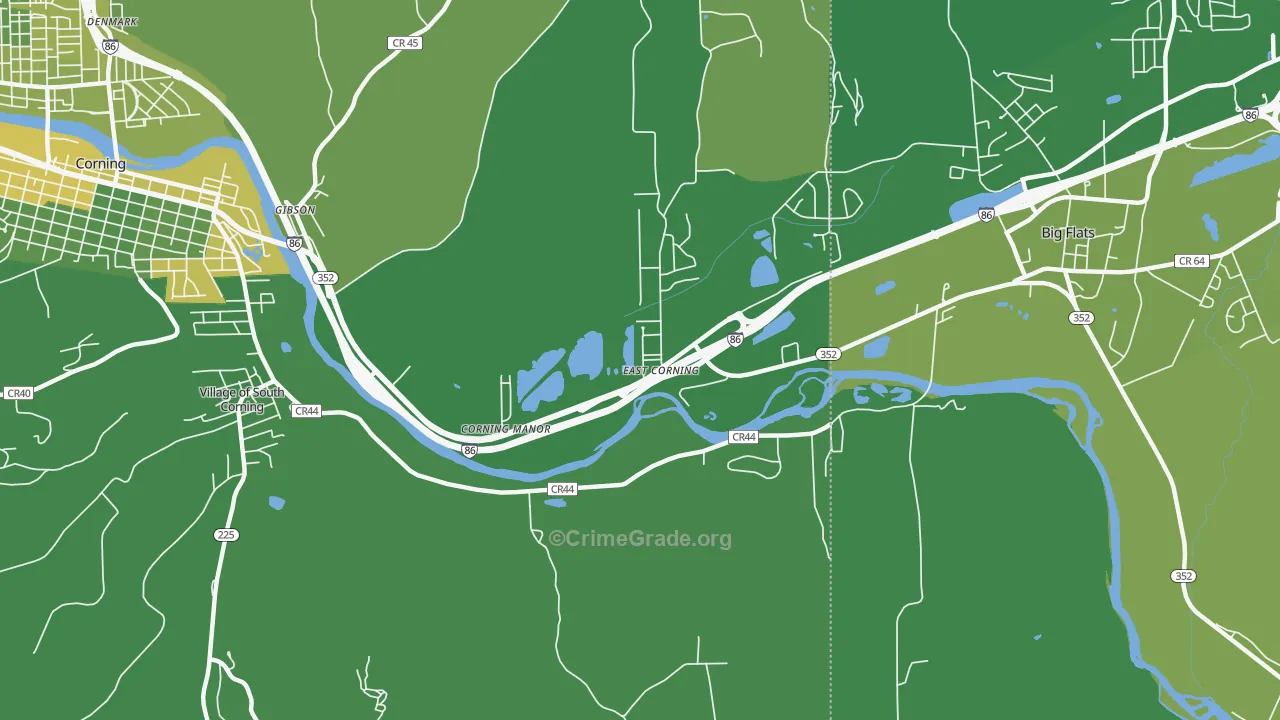 East Corning, NY Map of Vandalism Rates
