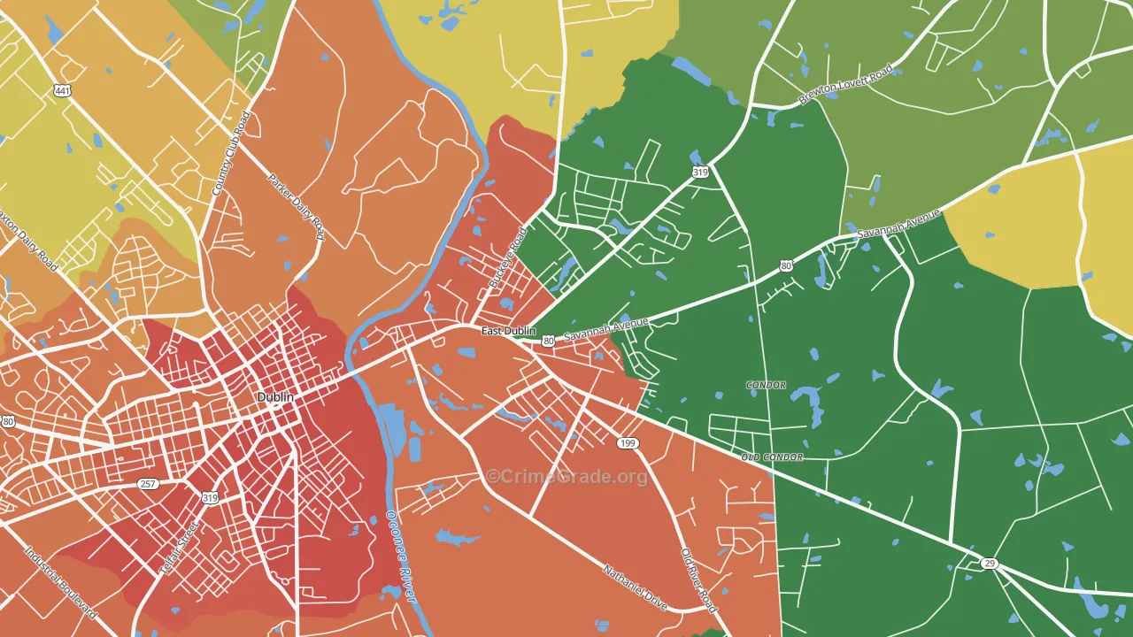 East Dublin, GA Map of Vandalism Rates