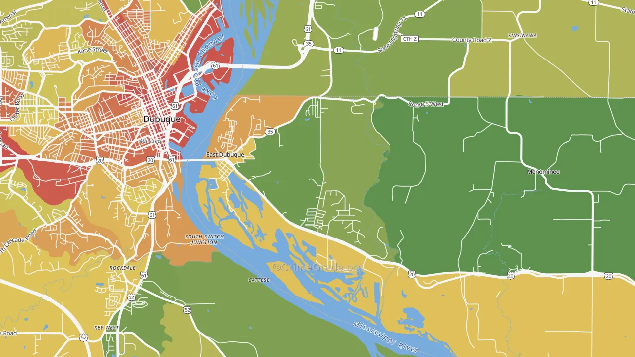 East Dubuque, IL Map of Vandalism Rates