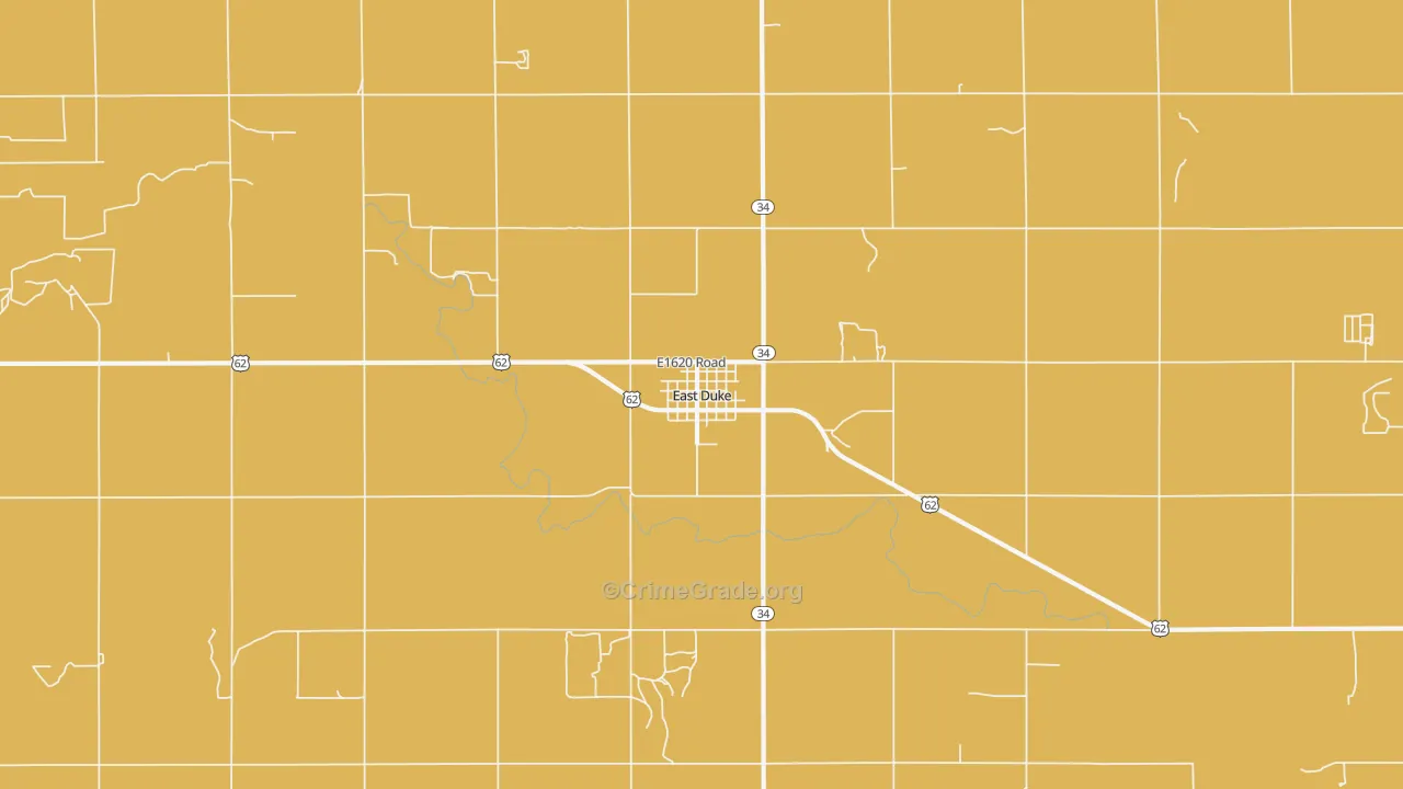 East Duke, OK Map of Vandalism Rates