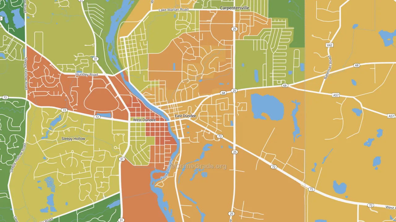East Dundee, IL Map of Vandalism Rates