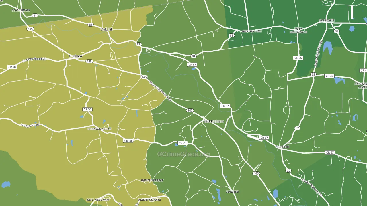 East Durham, NY Map of Vandalism Rates