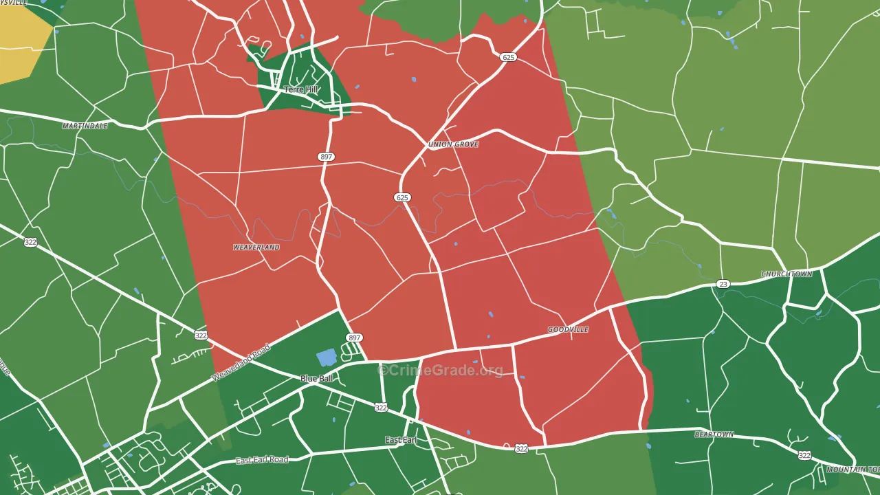 East Earl, PA Map of Vandalism Rates