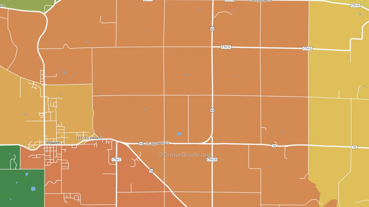 East Ellsworth, WI Map of Vandalism Rates