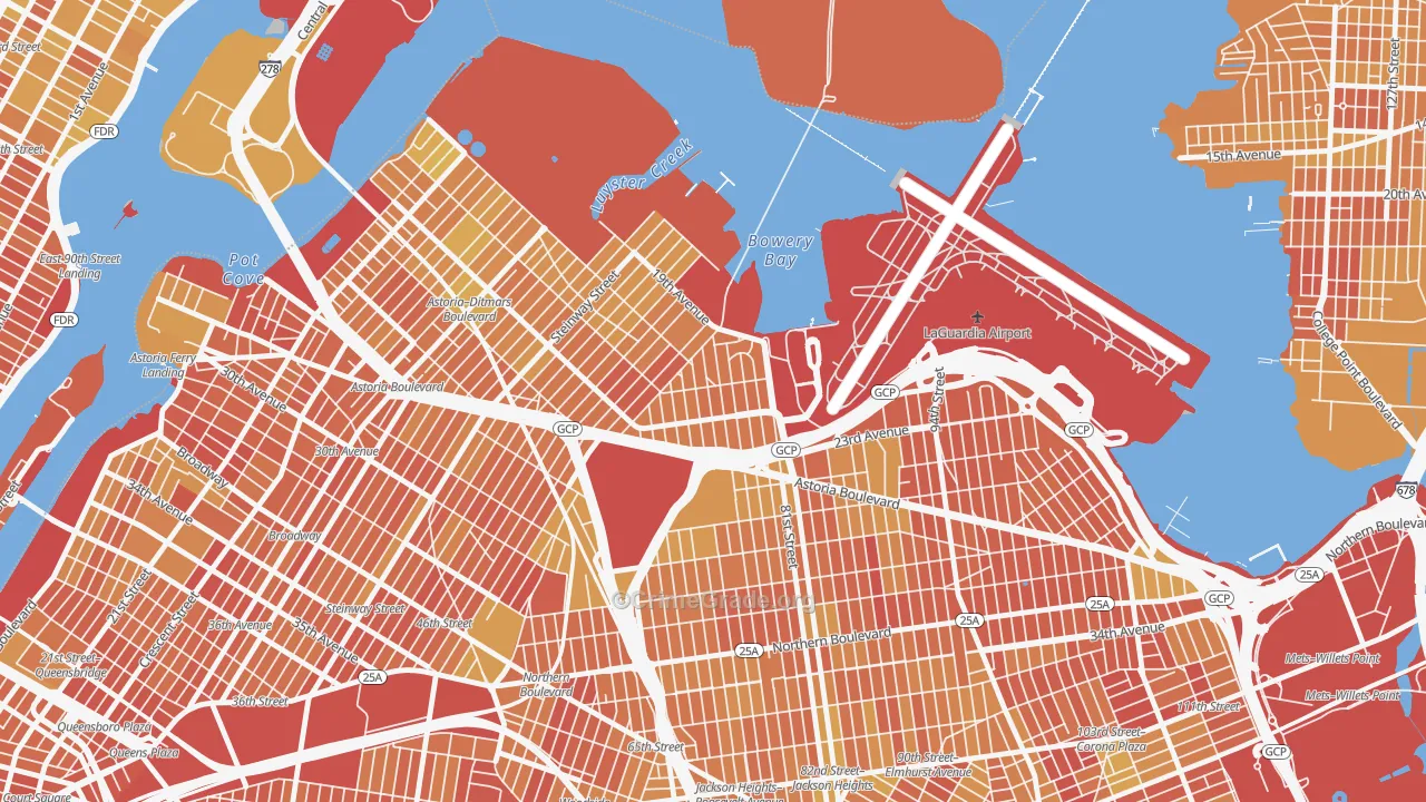 East Elmhurst, Queens, NY Map of Vandalism Rates