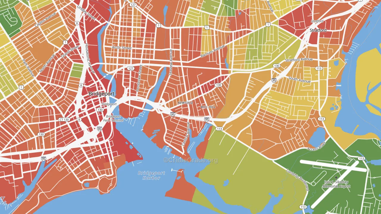 East End, Bridgeport, CT Map of Vandalism Rates