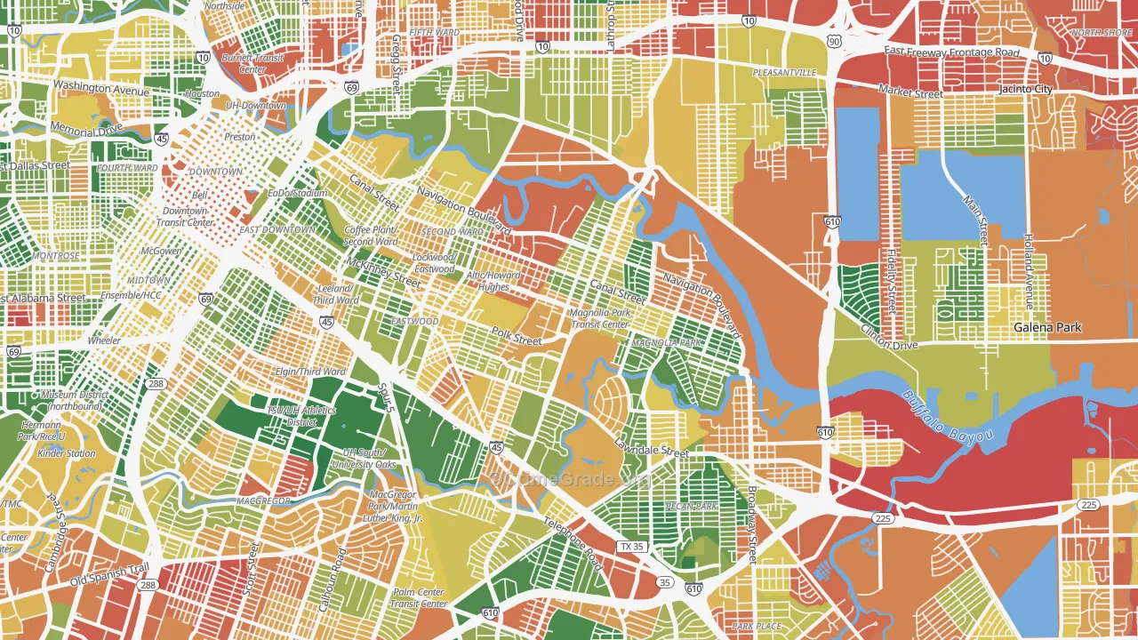 East End, Houston, TX Map of Vandalism Rates