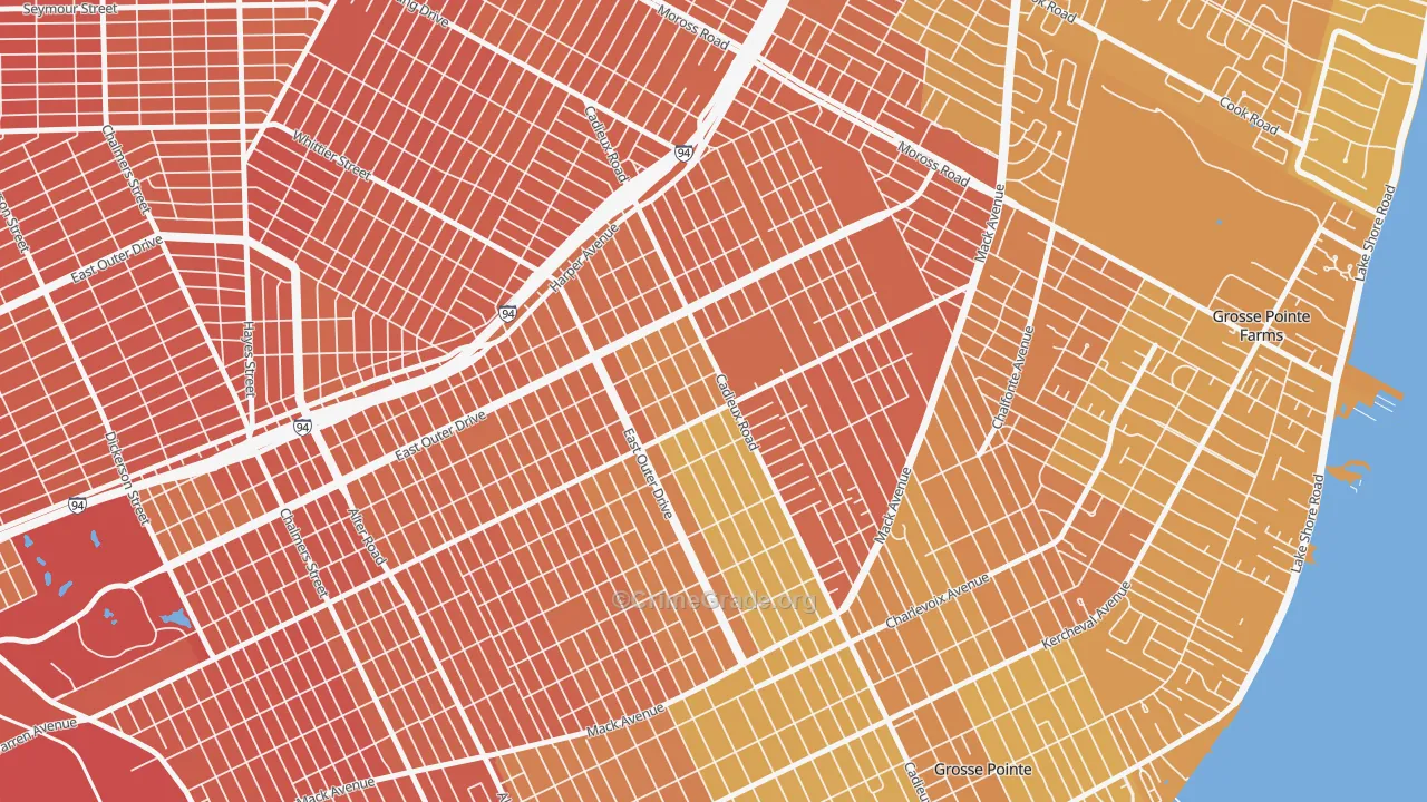 East English Village, Detroit, MI Map of Vandalism Rates