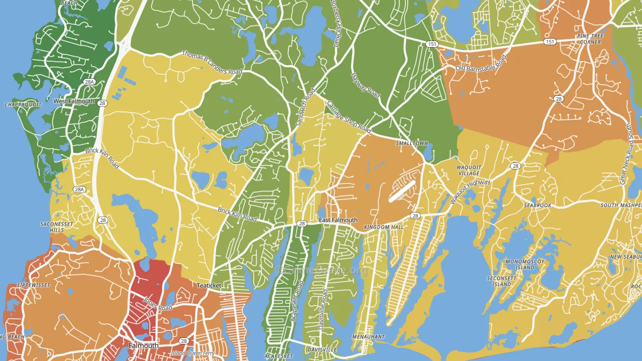 East Falmouth, MA Map of Vandalism Rates