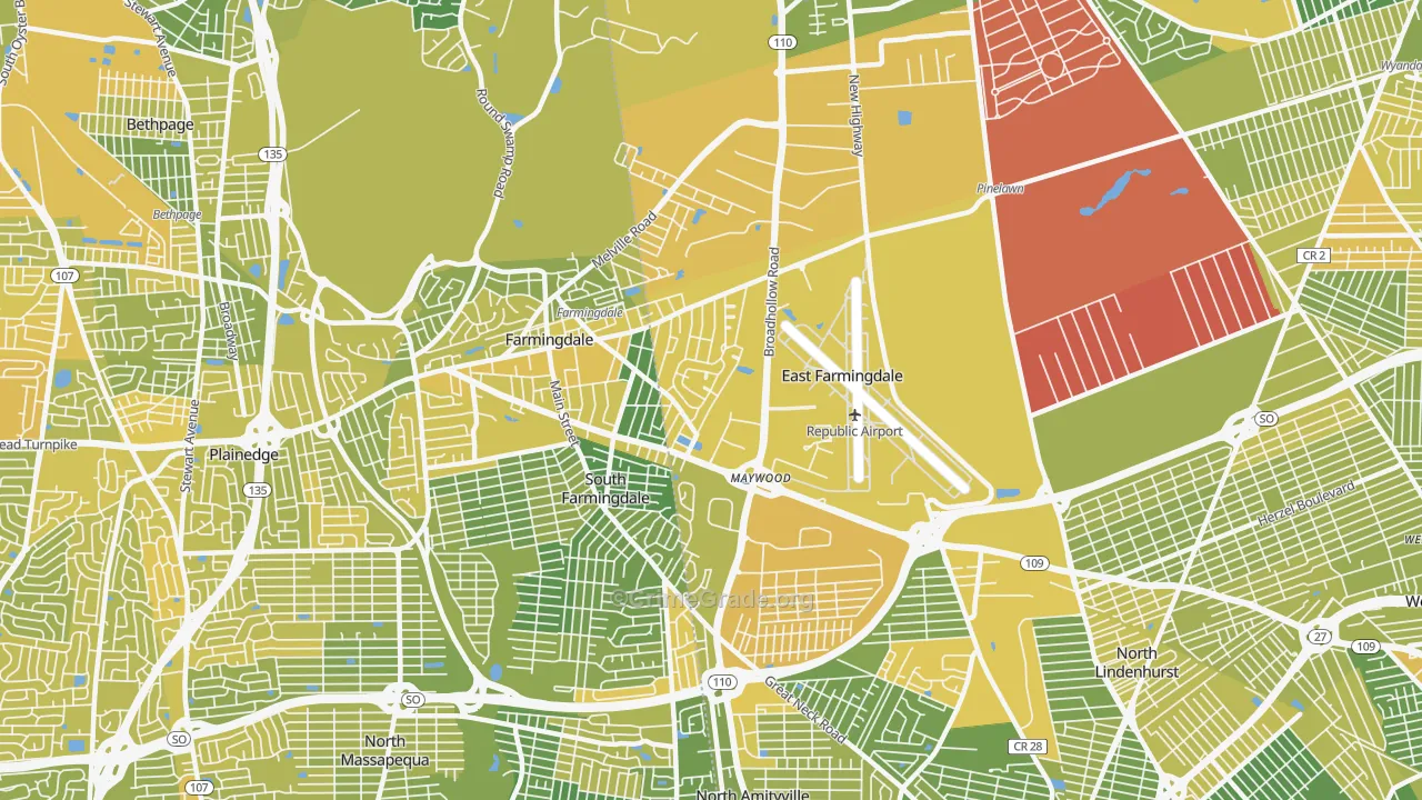East Farmingdale, NY Map of Vandalism Rates