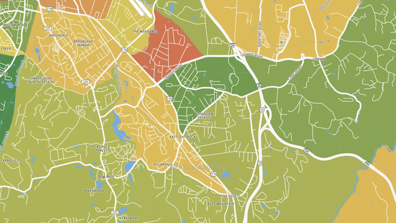 East Flat Rock, NC Map of Vandalism Rates