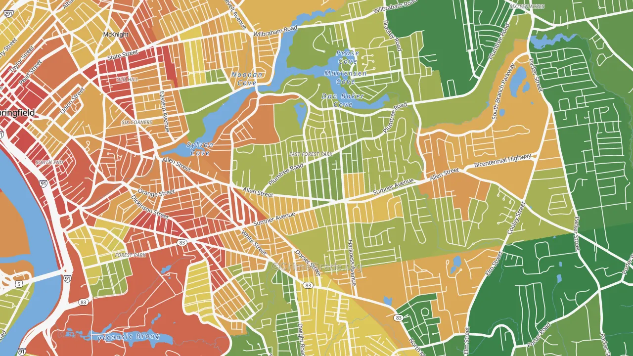 East Forest Park, Springfield, MA Map of Vandalism Rates