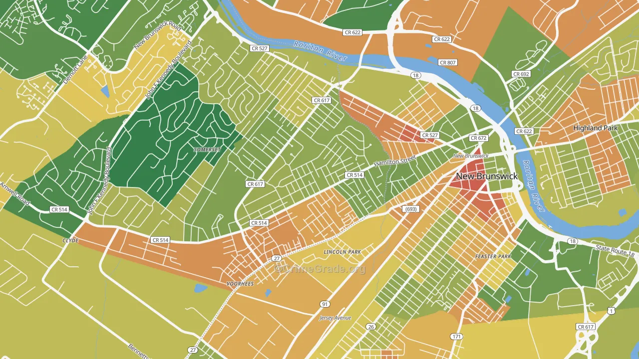 East Franklin, NJ Map of Vandalism Rates