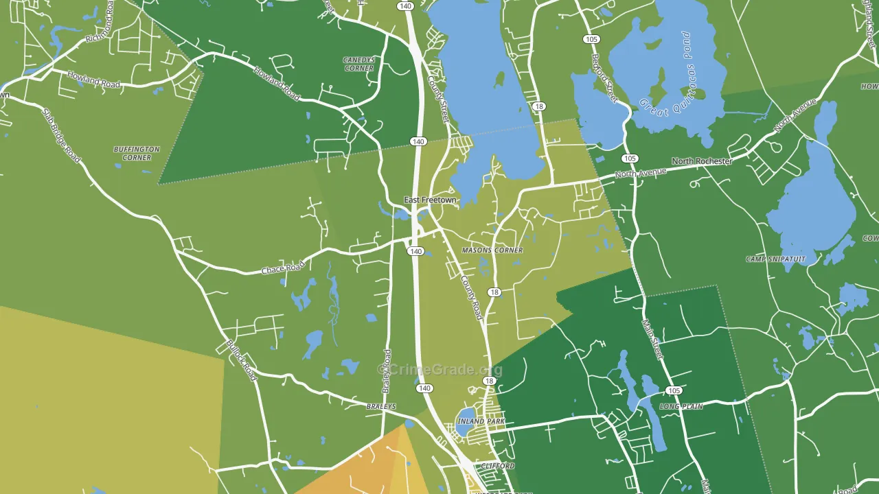 East Freetown, MA Map of Vandalism Rates