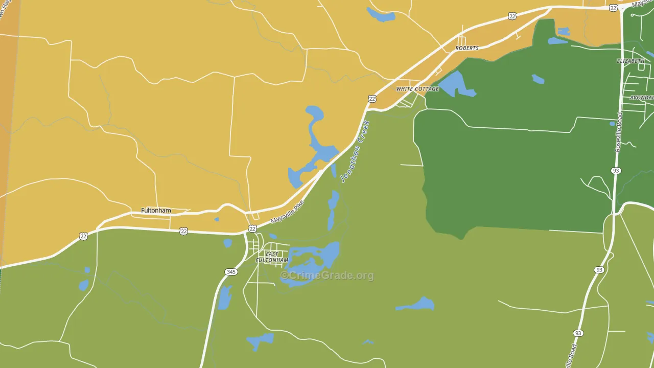 East Fultonham, OH Map of Vandalism Rates
