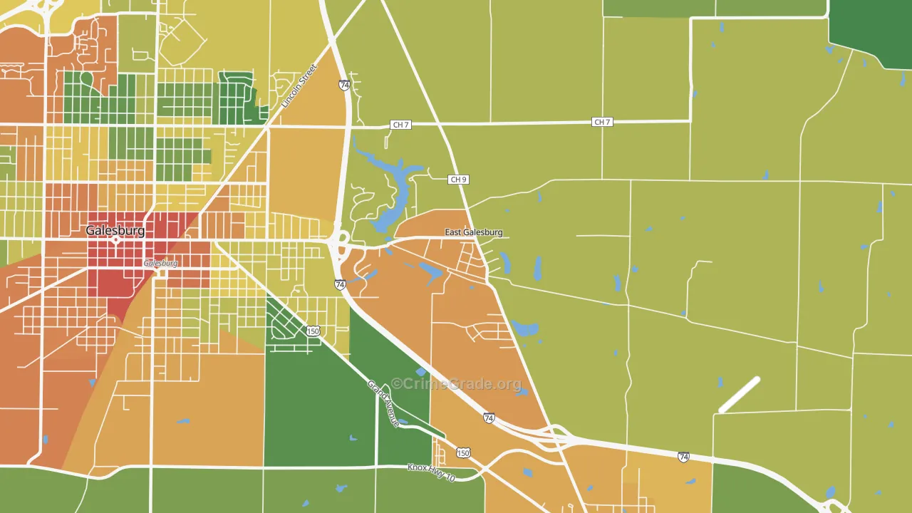 East Galesburg, IL Map of Vandalism Rates