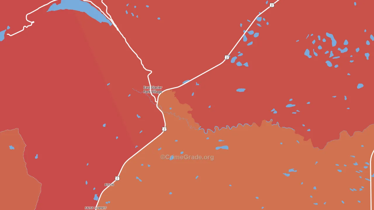 East Glacier Park, MT Map of Vandalism Rates