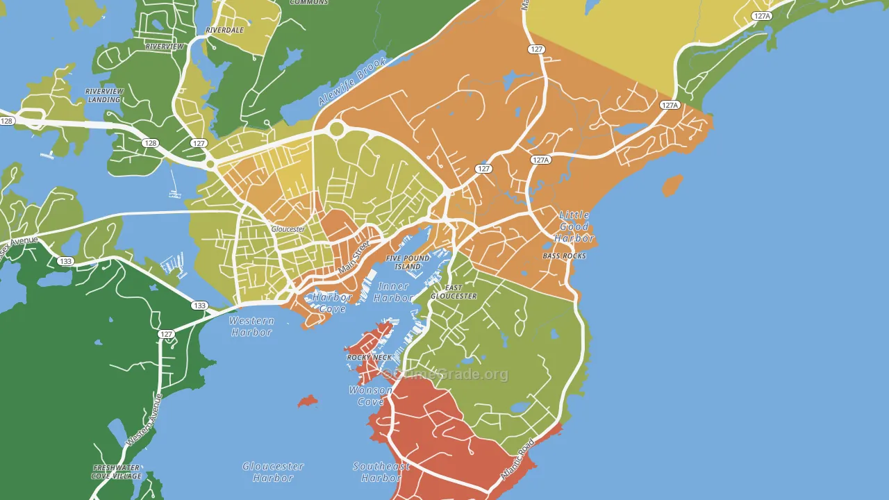 East Gloucester, Gloucester, MA Map of Vandalism Rates