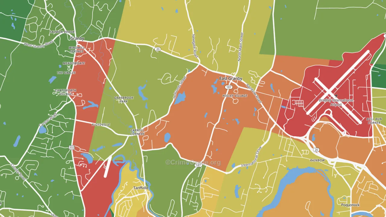 East Granby, CT Map of Vandalism Rates