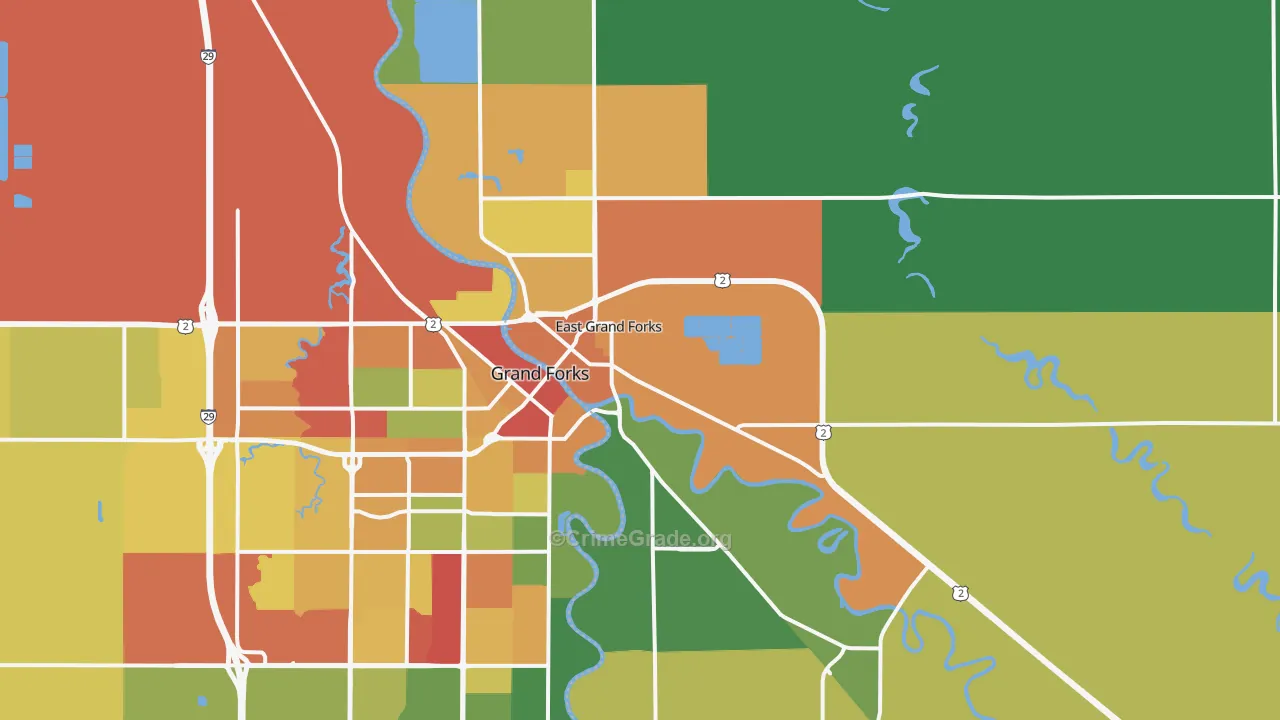 East Grand Forks, MN Map of Vandalism Rates