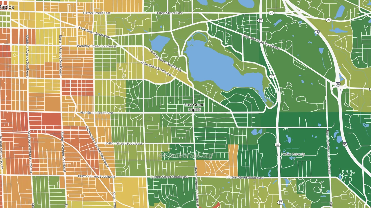 East Grand Rapids, MI Map of Vandalism Rates