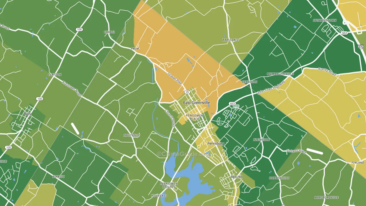 East Greenville, PA Map of Vandalism Rates